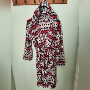 Vera Bradley Women Fleece Cozy Hooded Penguin Winter Robe‎ Pockets Large XL